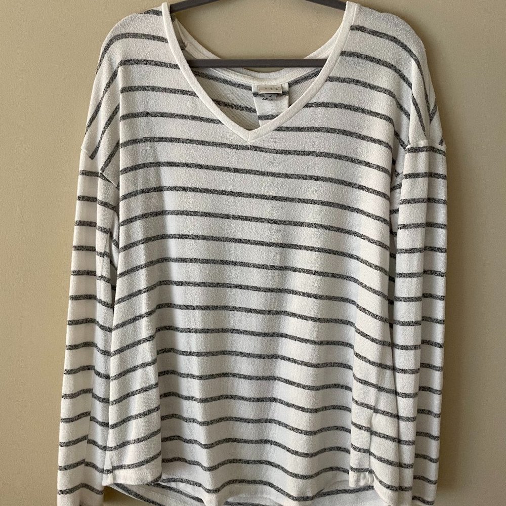 Target "A New Day" Cozy White and Gray Striped Sweater